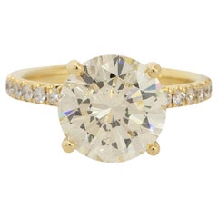 Bague de fiançailles en or 18 carats avec halo de diamants ronds de 4,47 carats certifiés par le GIA