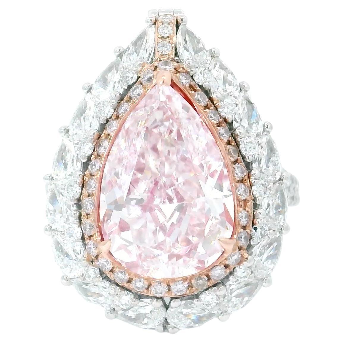 GIA Certified 4.49 Carat Faint Pink VVS1 Clarity Diamond Ring