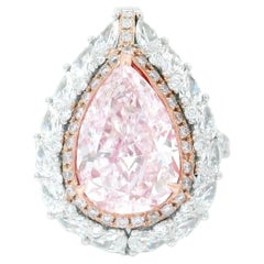 GIA Certified 4.49 Carat Faint Pink VVS1 Clarity Diamond Ring