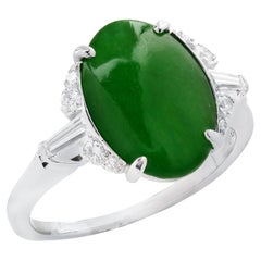 GIA Certified 4.49 Carat Jade & Diamond Ring