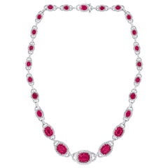 GIA Certified 45 Carat Natural Burma Ruby & Diamond Necklace 18 Karat White Gold