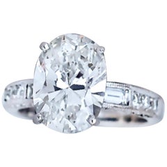 GIA Certified 4.5 Carat Oval H-VS2 Diamond Engagement Ring