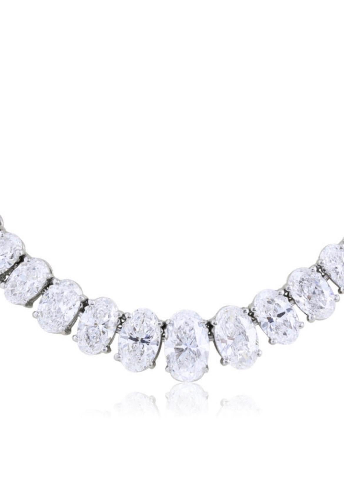 GIA Certified 45 Carat Oval Shaped Diamond Riviera Necklace For Sale 1