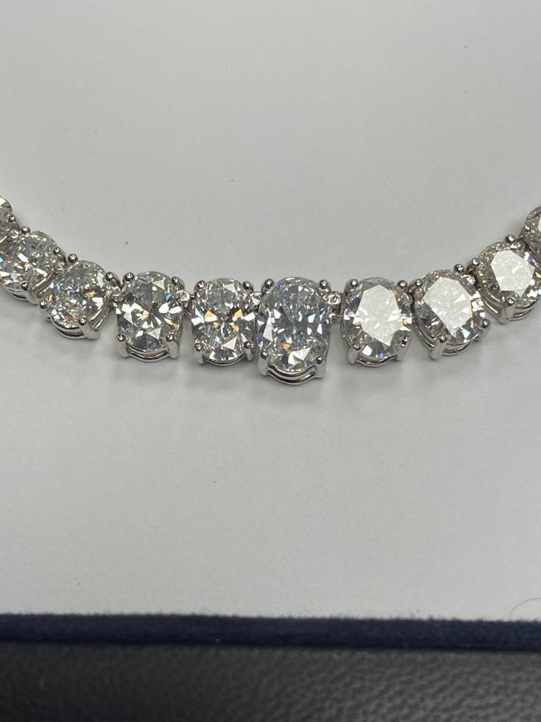 GIA Certified 45 Carat Oval Shaped Diamond Riviera Necklace For Sale 6