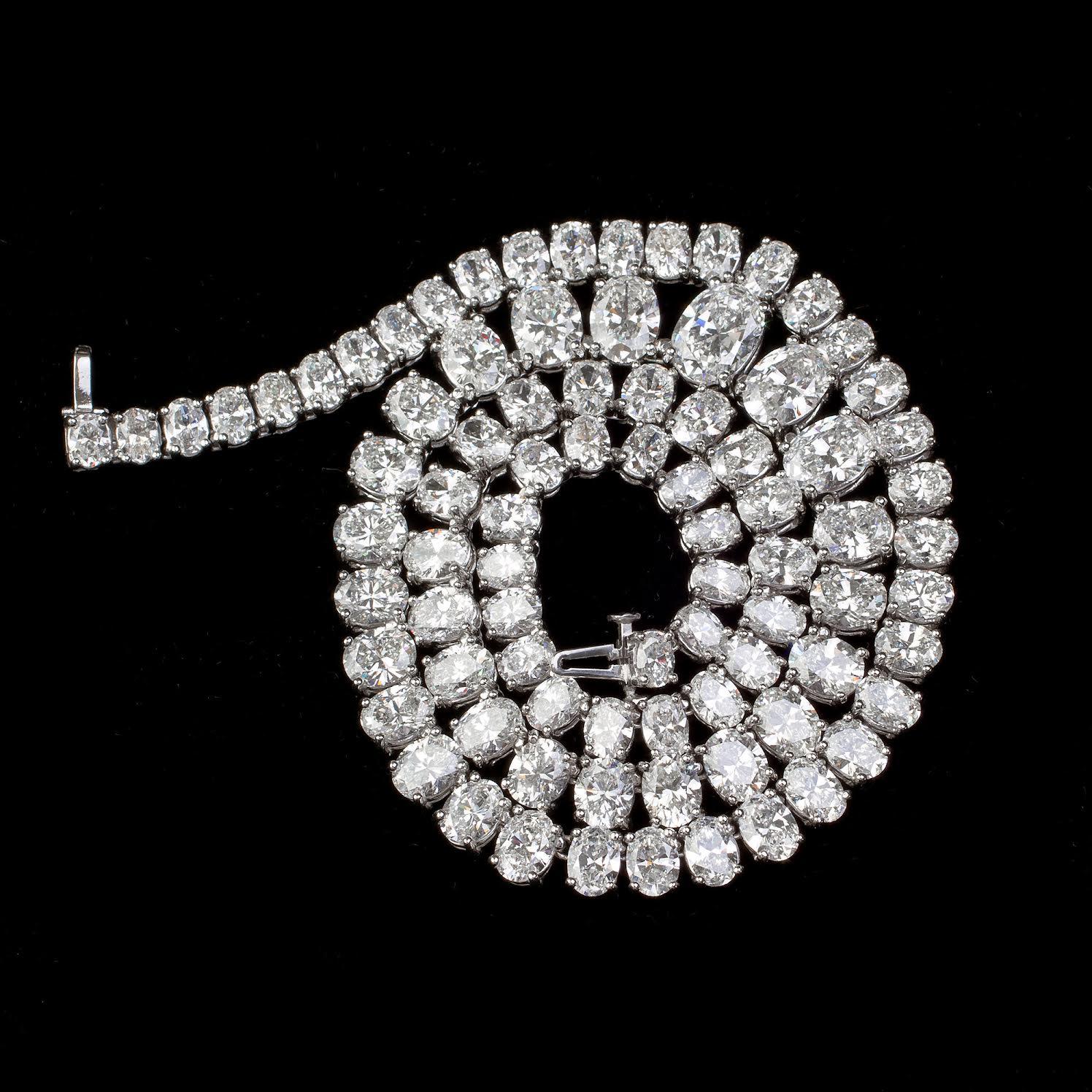 oval diamond tennis necklace