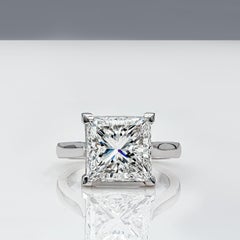 GIA Certified 4.50 Carat Princess Cut Diamond Platinum Engagement Ring