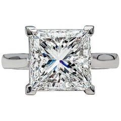 GIA Certified 4.50 Carat Princess Cut Diamond Platinum Engagement Ring