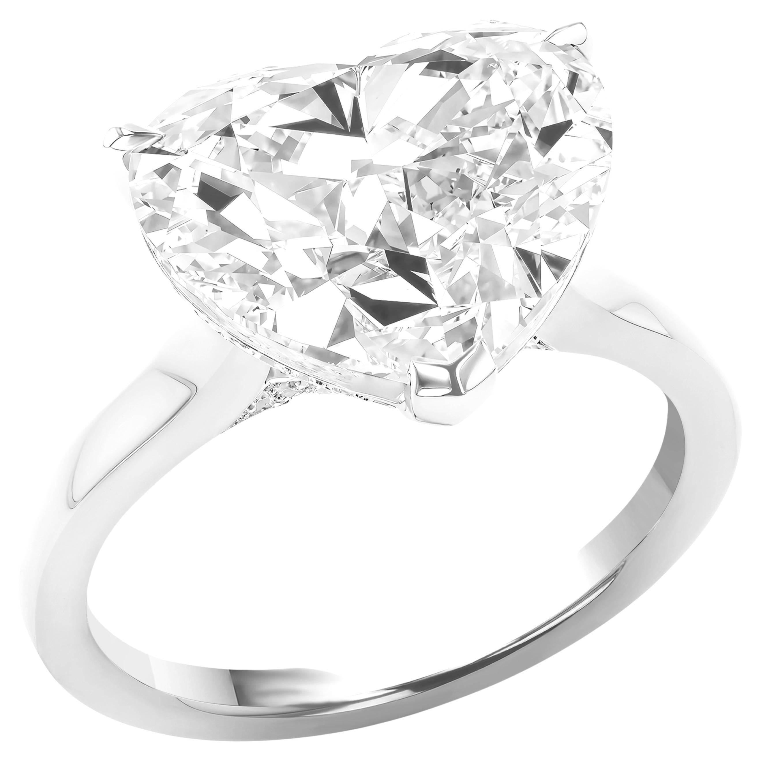 Certificado GIA 4.50 Ct. Anillo de platino con diamante talla corazón D VS2 Corte de corazón en venta