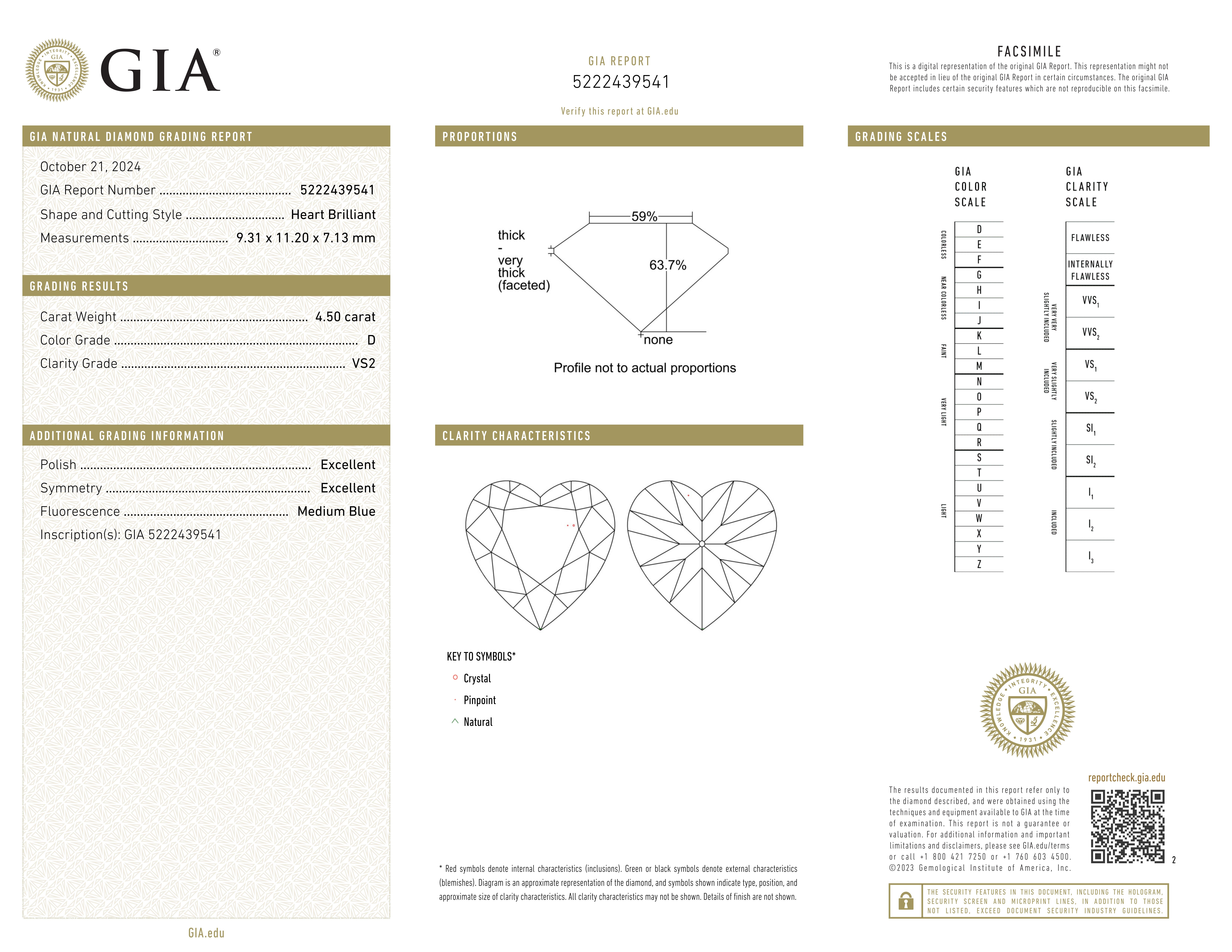 Certificado GIA 4.50 Ct. Anillo de platino con diamante talla corazón D VS2 en Nuevo estado para la venta en Chicago, IL