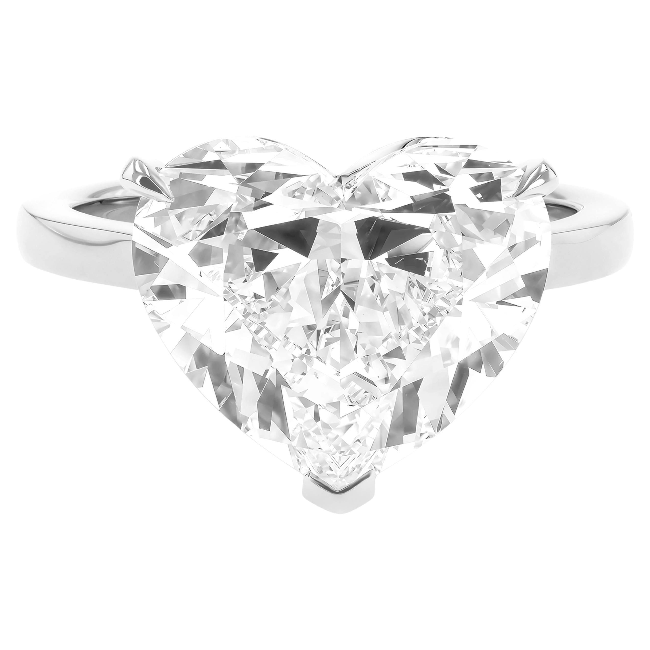 GIA Certified 4.50 Ct. Heart Cut Diamond Platinum Ring D VS2