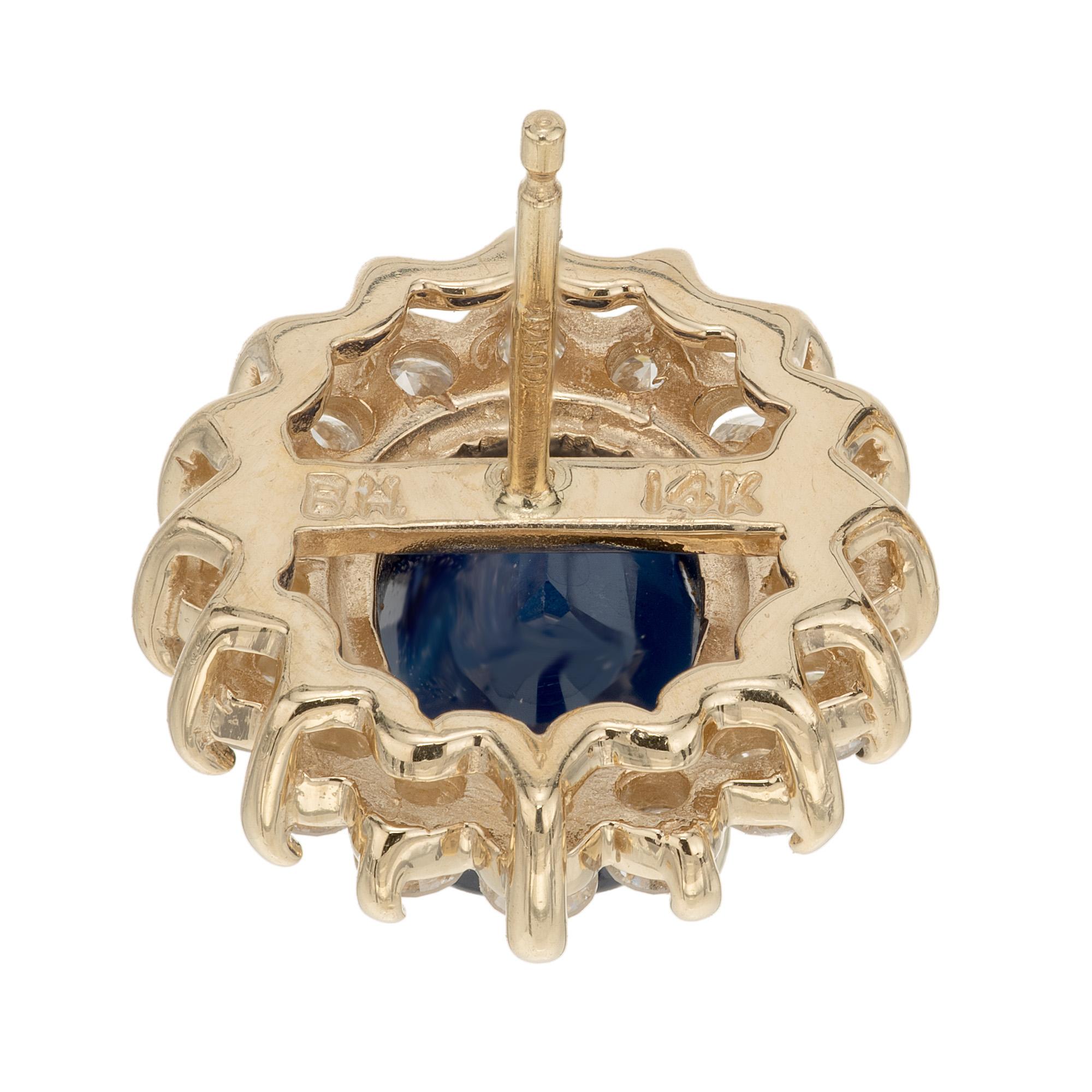 GIA-zertifizierte 4,50 ovale Saphir-Diamant-Halo-Ohrstecker aus Gold im Angebot 2