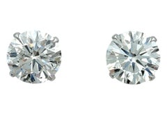 GIA Certified 4.51 Carat Total Diamond Solitaire Martini Set Stud Earrings 18K