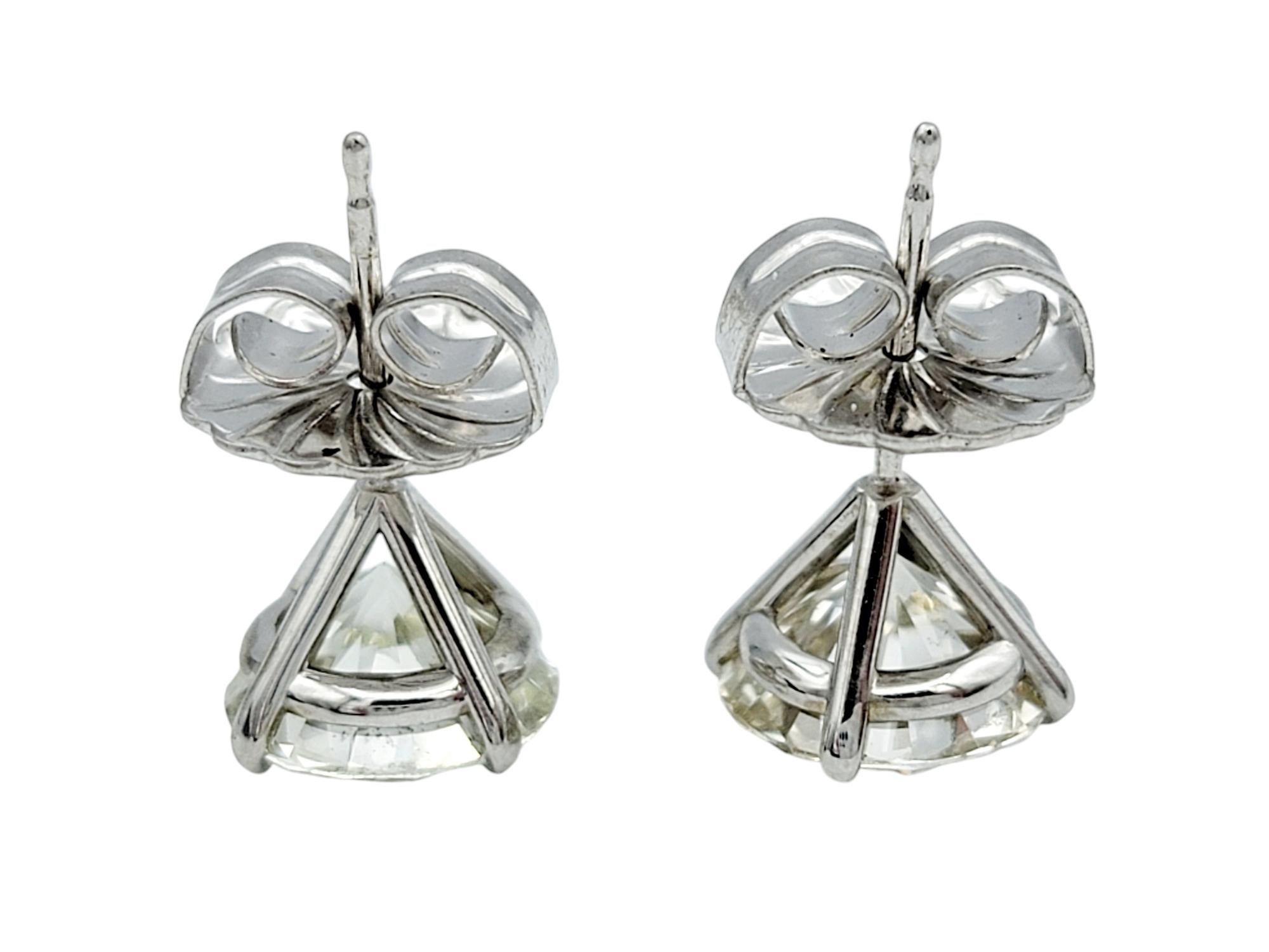 Round Cut GIA Certified 4.51 Carat Total Round Diamond Solitaire 18 Karat Stud Earrings For Sale