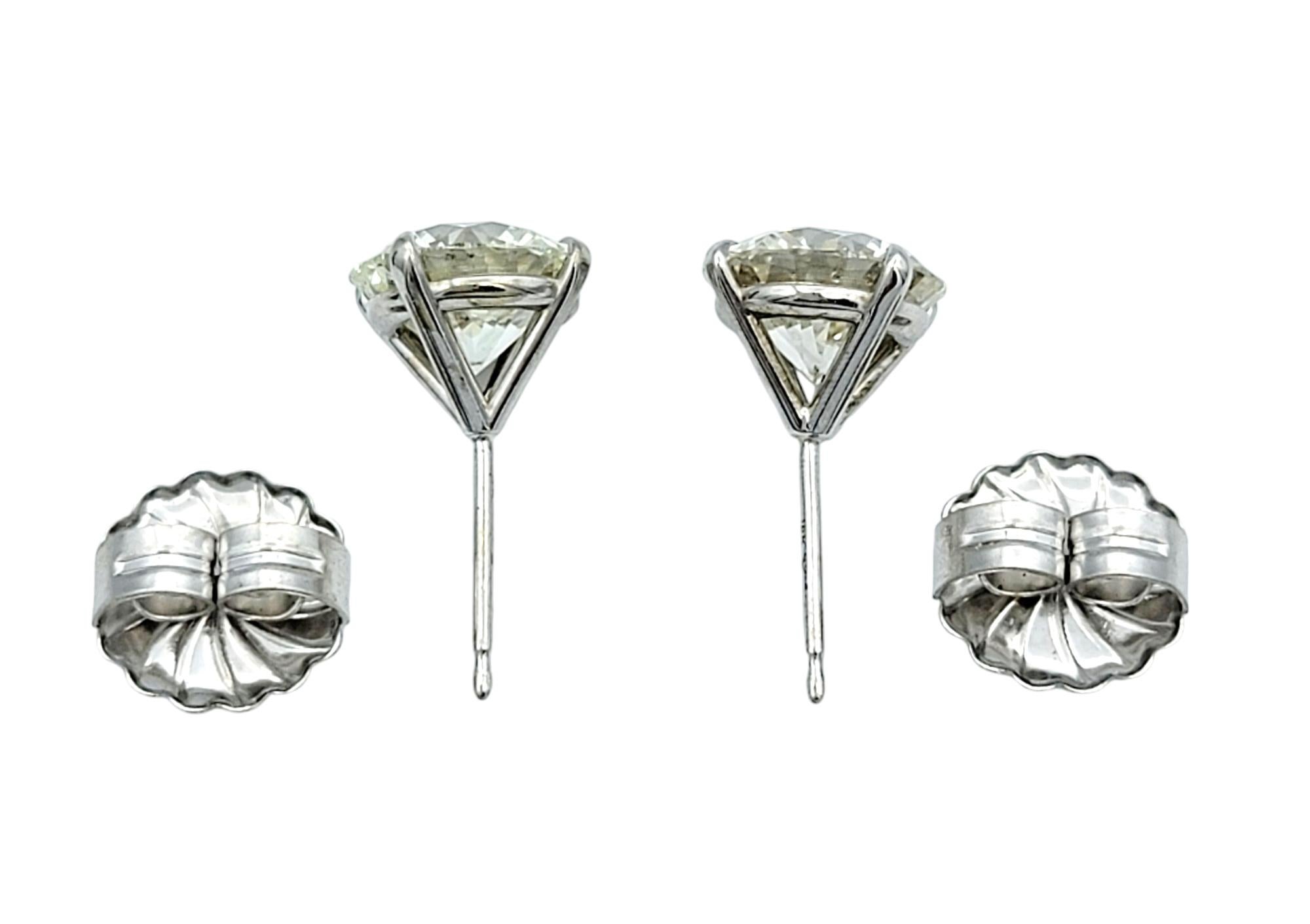 GIA Certified 4.51 Carat Total Round Diamond Solitaire 18 Karat Stud Earrings In New Condition For Sale In Scottsdale, AZ