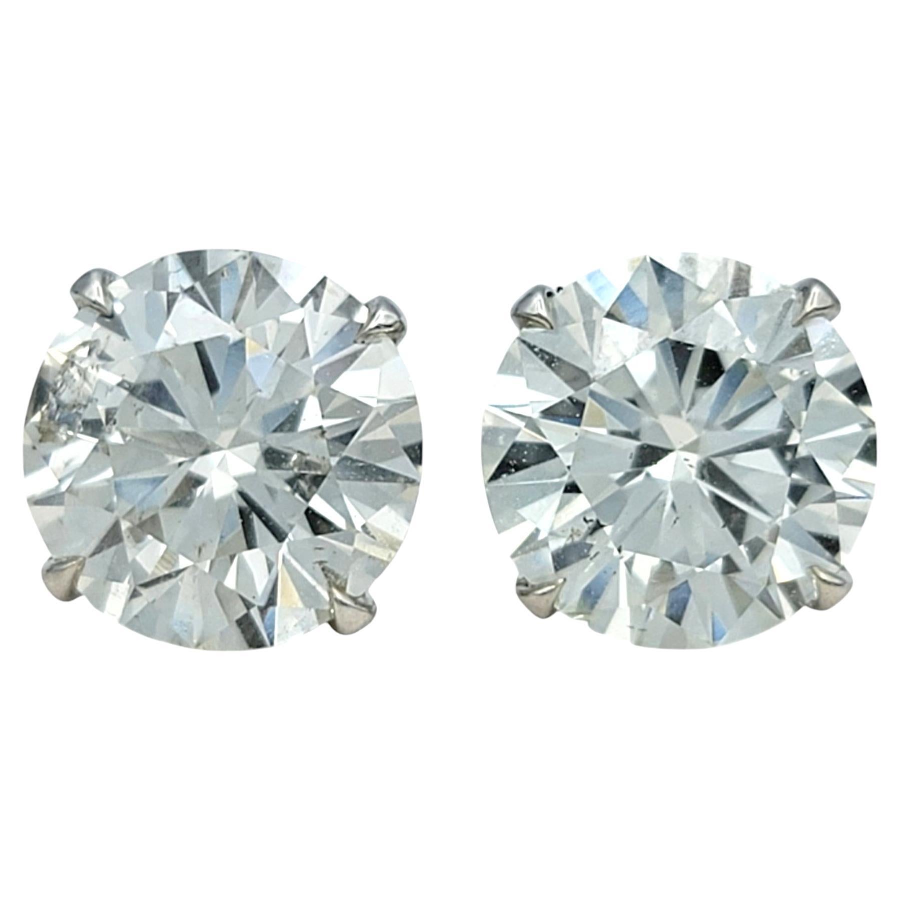 GIA Certified 4.51 Carat Total Round Diamond Solitaire 18 Karat Stud Earrings