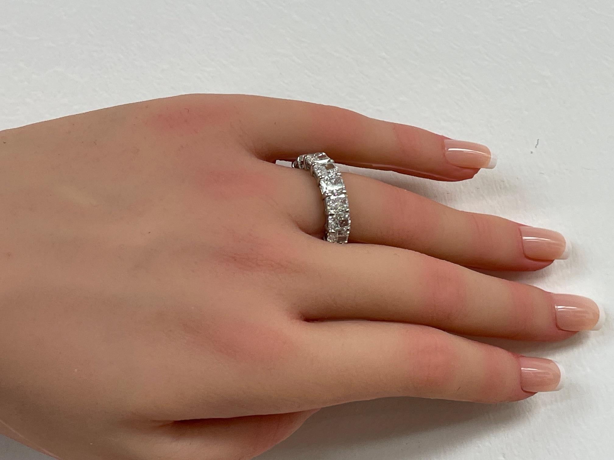 GIA Certified 4.51 Ctw. Radiant Cut Diamond Half Eternity Band in Platinum For Sale 6