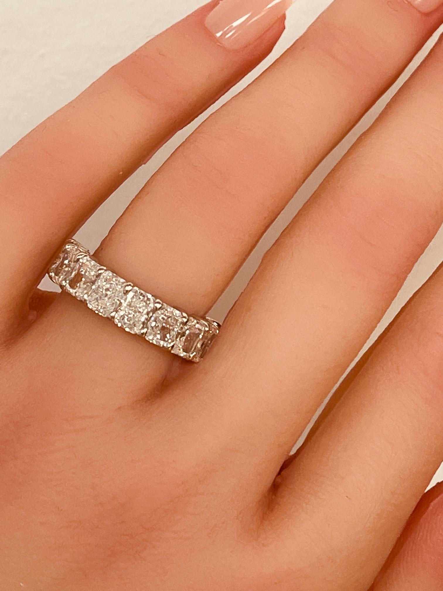 GIA Certified 4.51 Ctw. Radiant Cut Diamond Half Eternity Band in Platinum For Sale 1