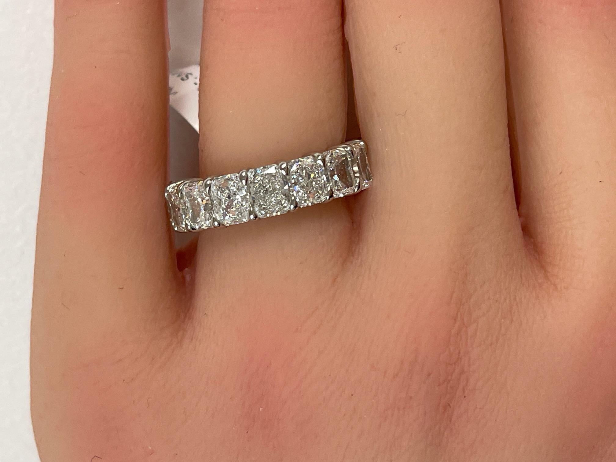 GIA Certified 4.51 Ctw. Radiant Cut Diamond Half Eternity Band in Platinum For Sale 3