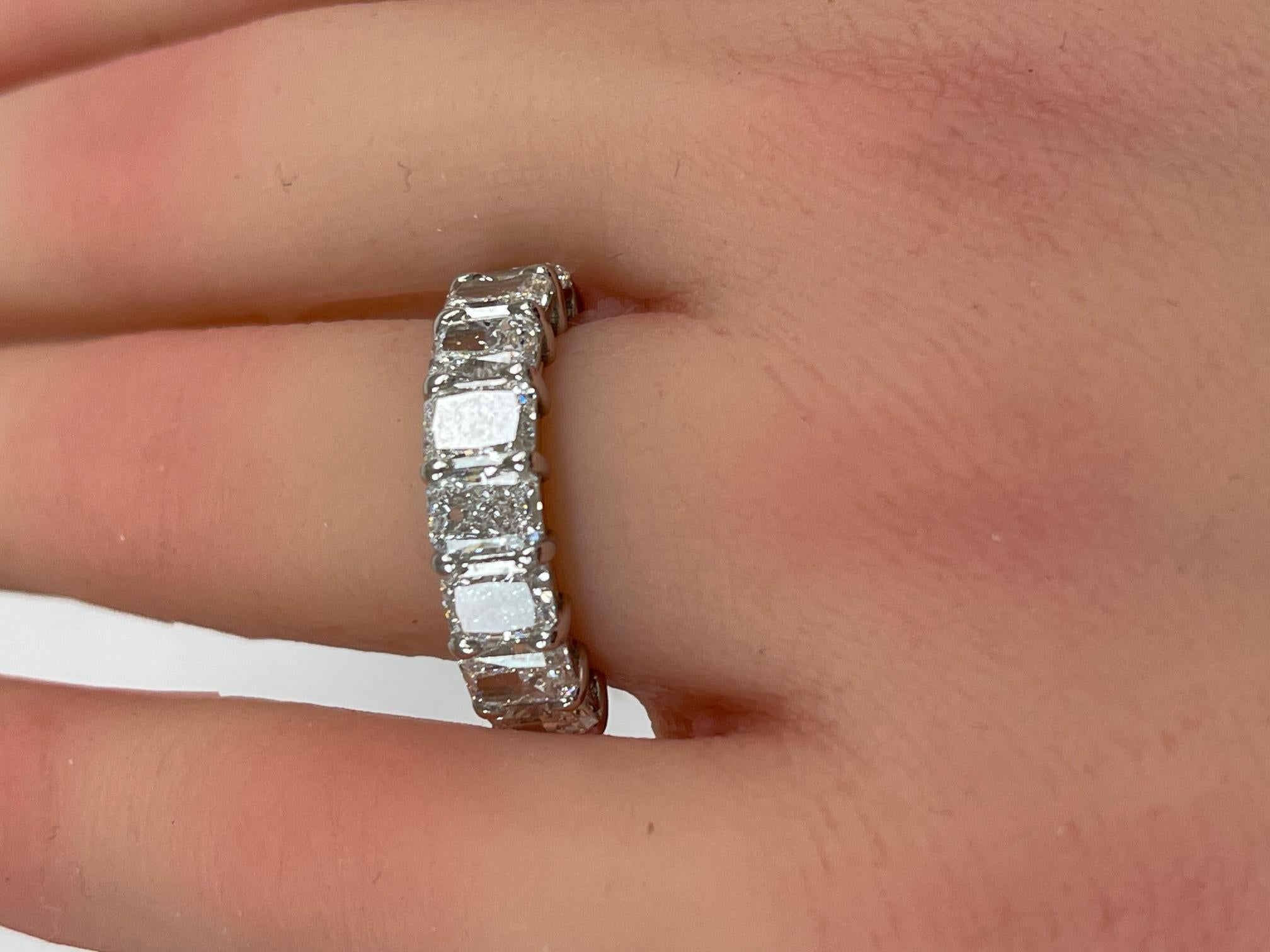 GIA Certified 4.51 Ctw. Radiant Cut Diamond Half Eternity Band in Platinum For Sale 4