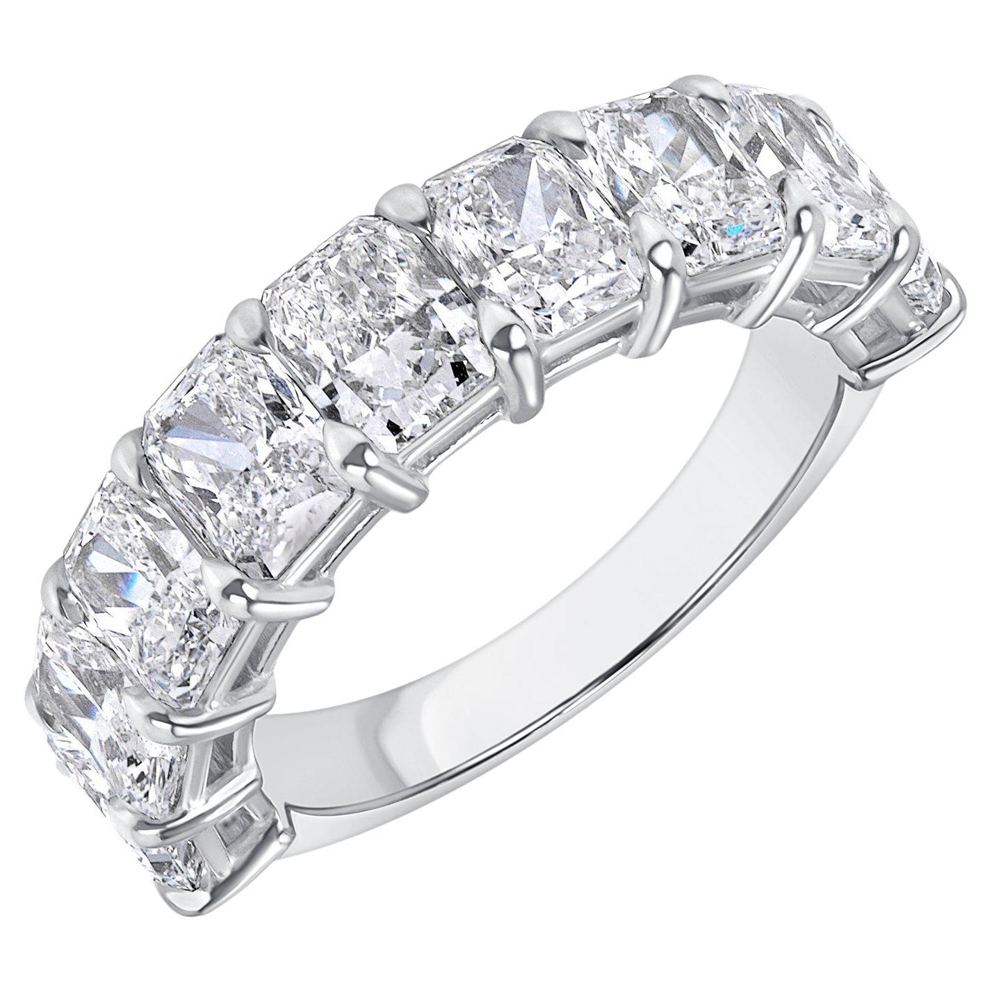 GIA-zertifiziert 4.51 Ctw. Halb-Eternity-Ring aus Platin mit Diamanten im Strahlenschliff