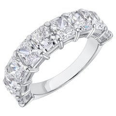 GIA Certified 4.51 Ctw. Radiant Cut Diamond Half Eternity Band in Platinum