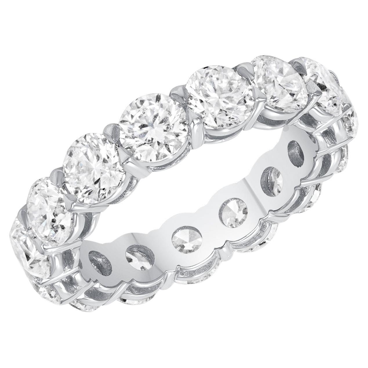 GIA Certified 4.51 CTW. Round Brilliant Diamond Eternity Band in Platinum