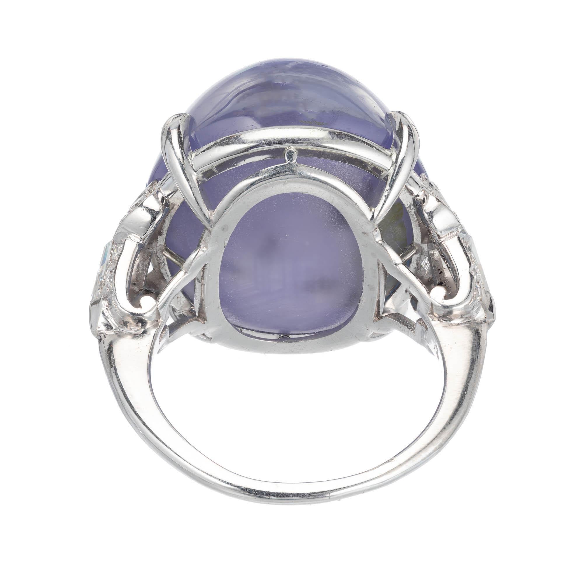 Oval Cut GIA Certified 45.18 Carat Star Sapphire Diamond Platinum Cocktail Ring For Sale