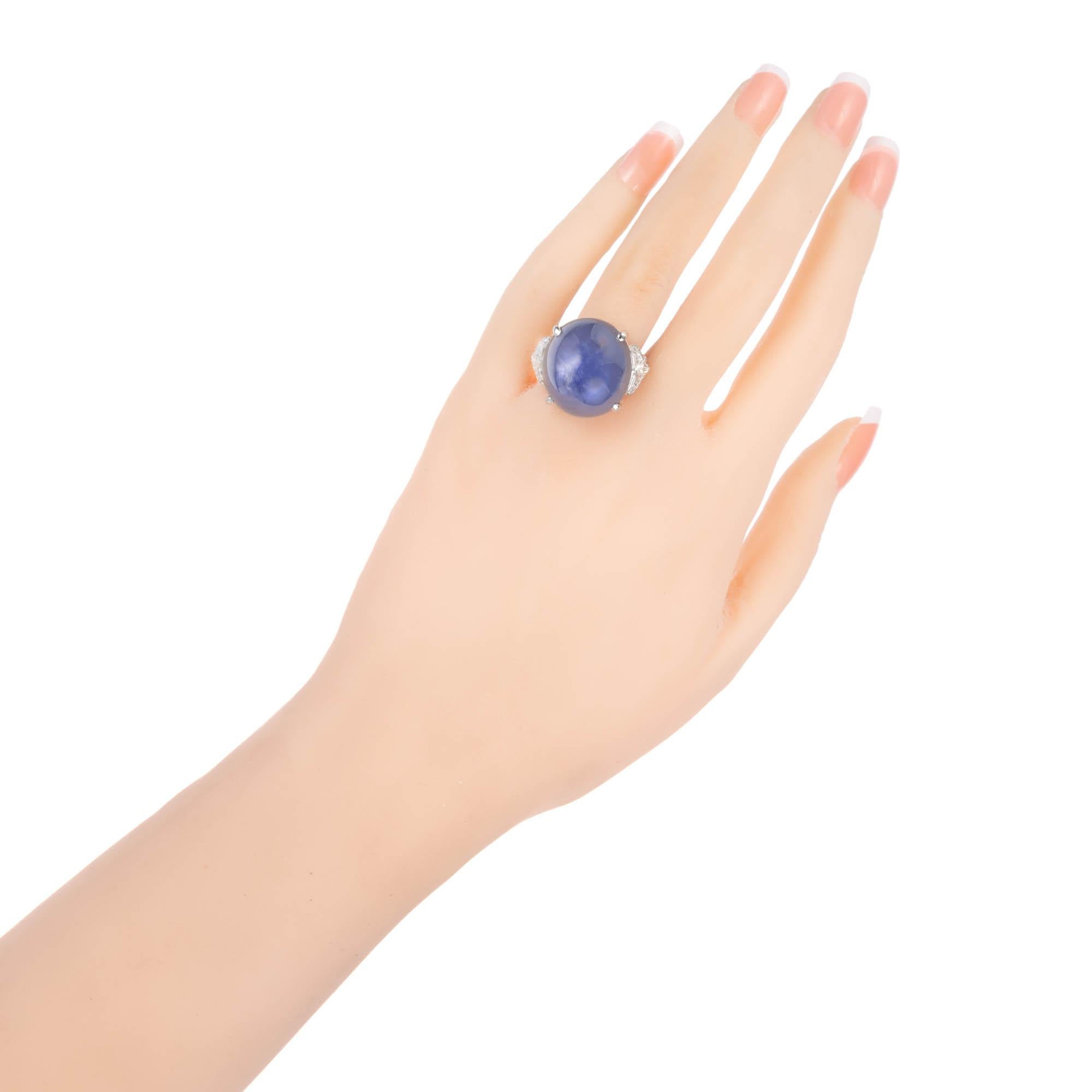 GIA Certified 45.18 Carat Star Sapphire Diamond Platinum Cocktail Ring In Good Condition For Sale In Stamford, CT