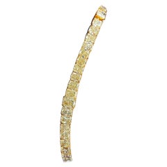 GIA-zertifiziertes 45,19 Karat gelbes Diamant-Tennisarmband mit Strahlenschliff
