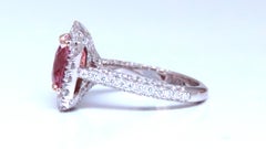 GIA Certificado 4.51ct Diamantes Naturales Padparadscha Anillo Oro 18kt Mod Halo12625*
