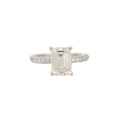 GIA Certified 4.52 Carat Emerald Cut Diamond Engagement Ring 18 Karat in Stock