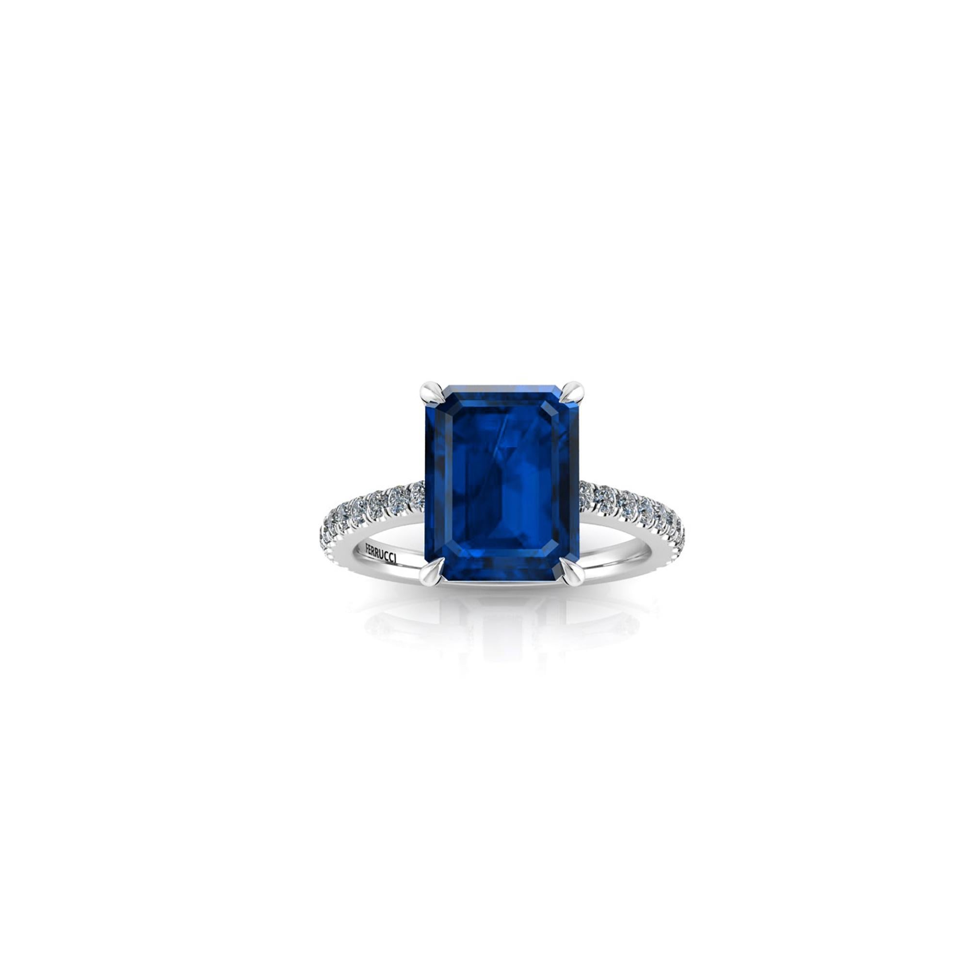 Art Deco GIA Certified 4.53 Carat Emerald Cut Sri Lanka Sapphire Diamond Platinum Ring