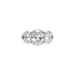 GIA Certified 4.53 Carat Platinum Diamond Three-Stone Ring