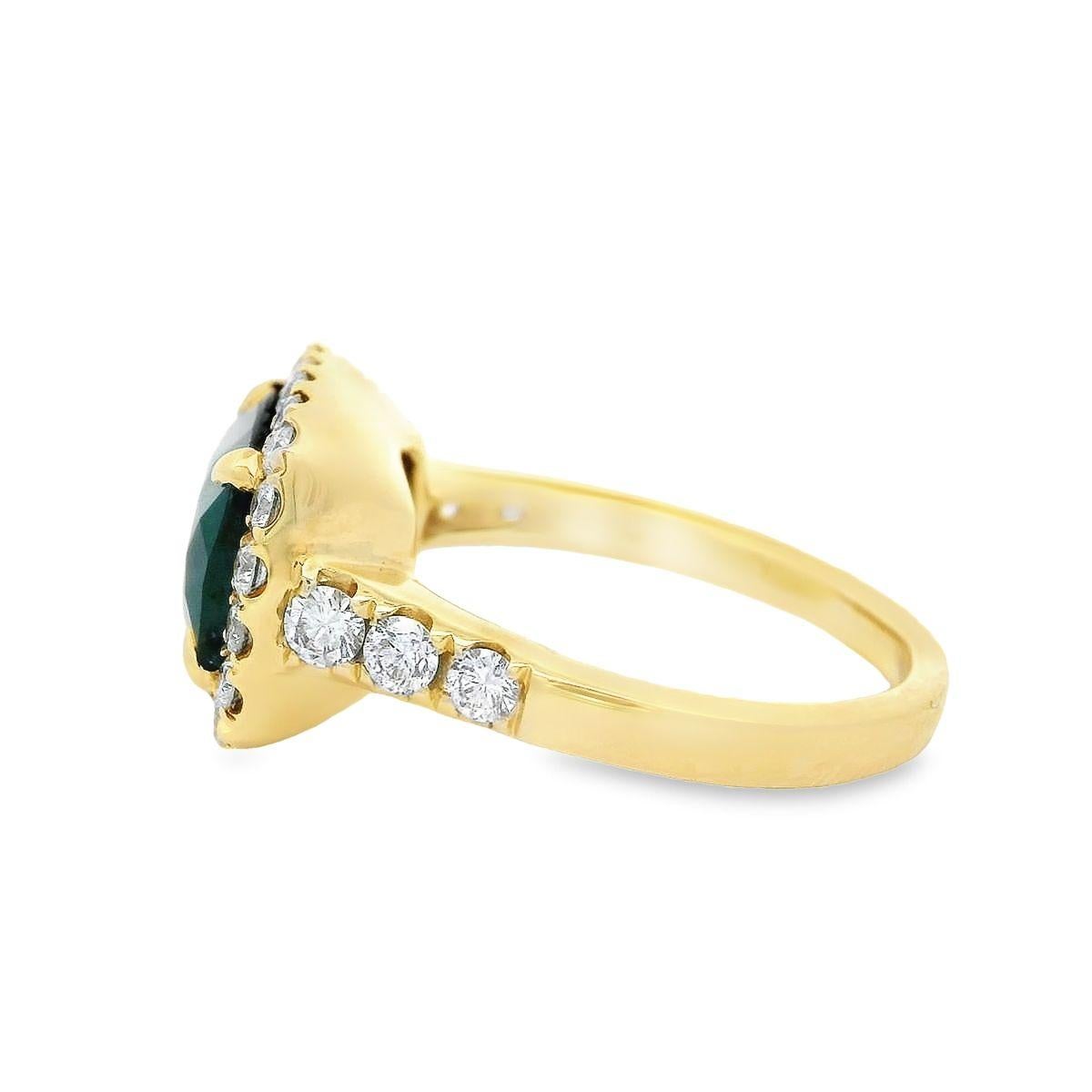 GIA Certified 4.53ct Green Sapphire Cushion & Diamond Pave 18K Yellow Gold Ring  For Sale 3