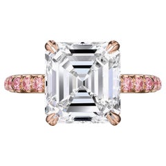 GIA Certified 4.54 Carat Asscher Cut Engagement Ring with Natural Pink Diamonds