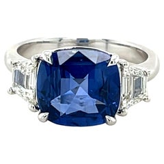 GIA Certified 4.55 Carat Ceylon Sapphire & Diamond Ring in Platinum