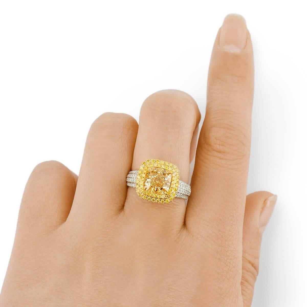 Women's or Men's GIA Certified 4.55 Carat Fancy Yellow Ring For Sale
