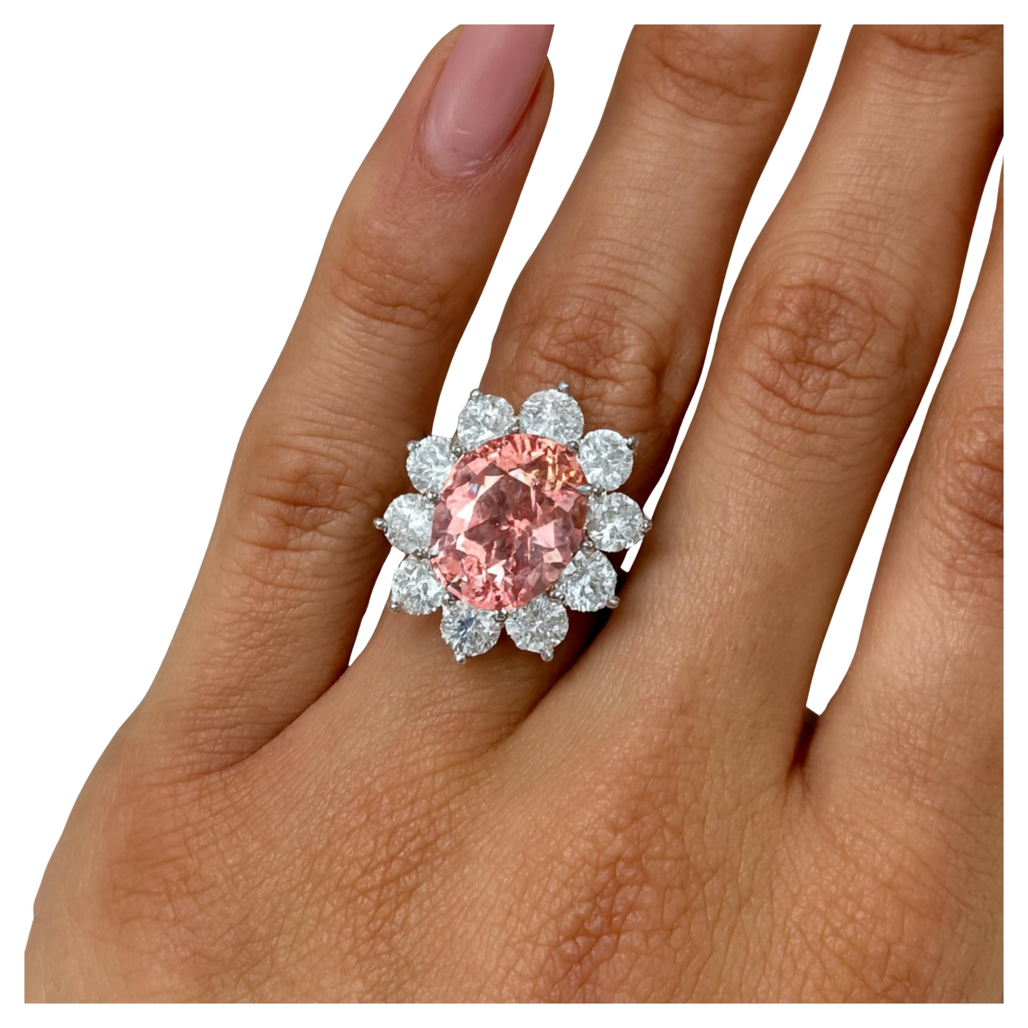 Anillo de zafiro Padparadascha de 4,58 quilates sin calor certificado por GIA Contemporáneo en venta