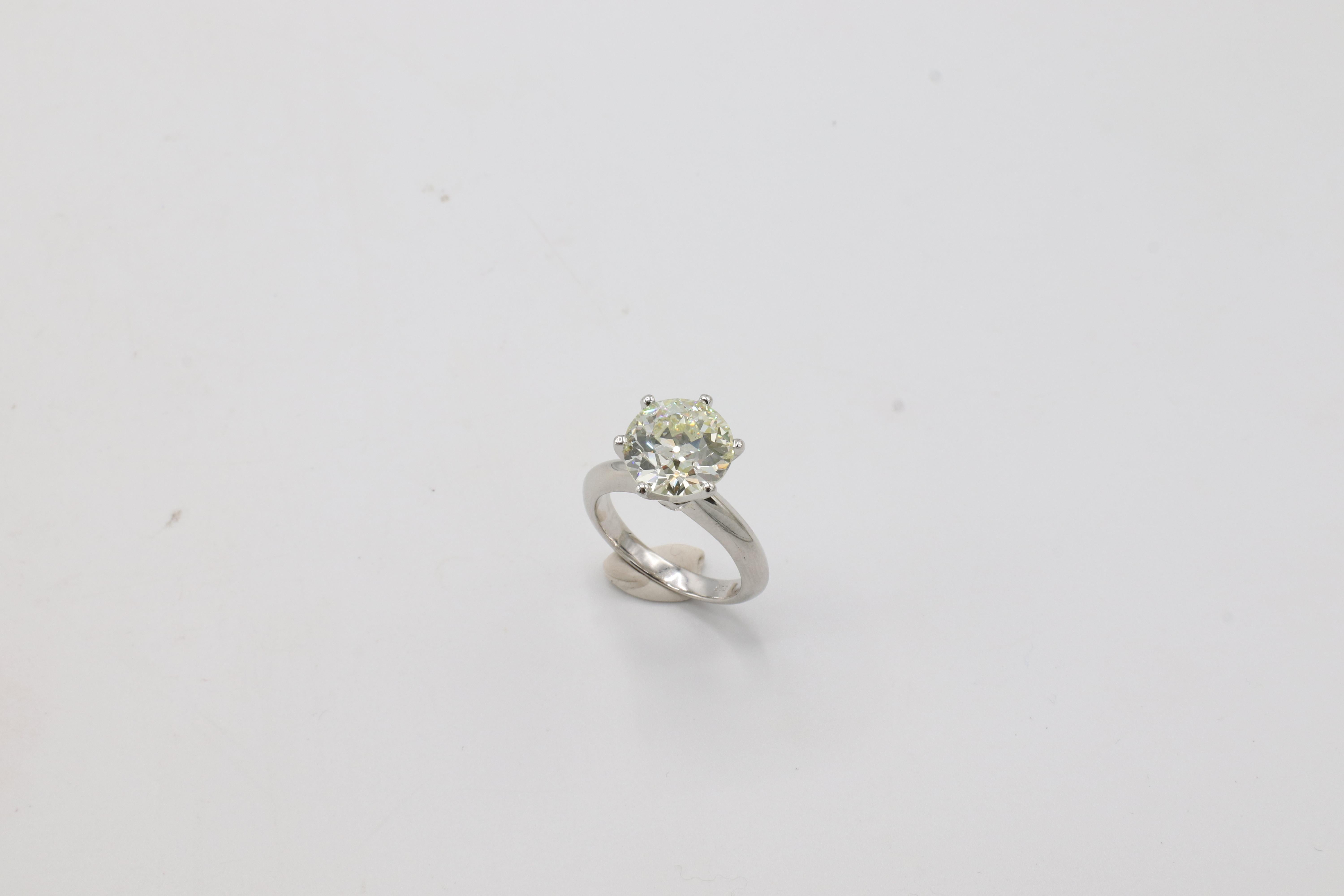GIA-zertifizierter 4.58 Karat natürlicher Diamant-Verlobungsring mit alteuropäischem Schliff im Angebot 2
