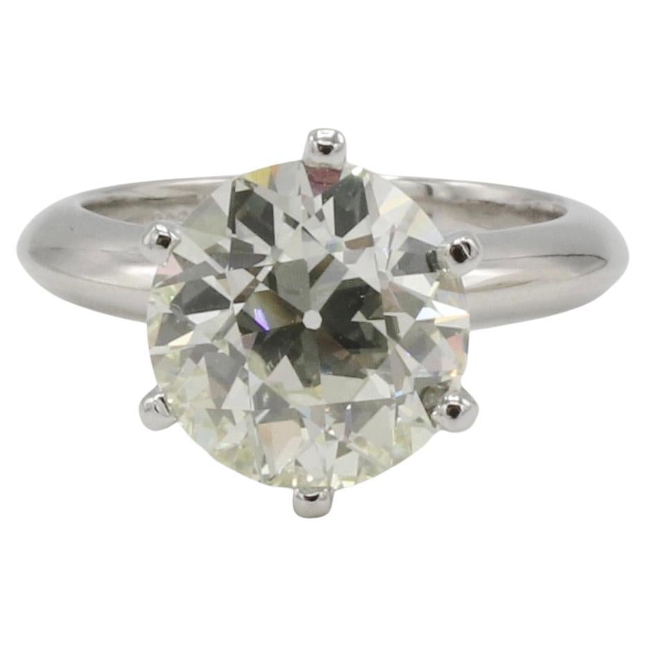 GIA Certified 4.58 Carat Old European Cut Natural Diamond Engagement Ring