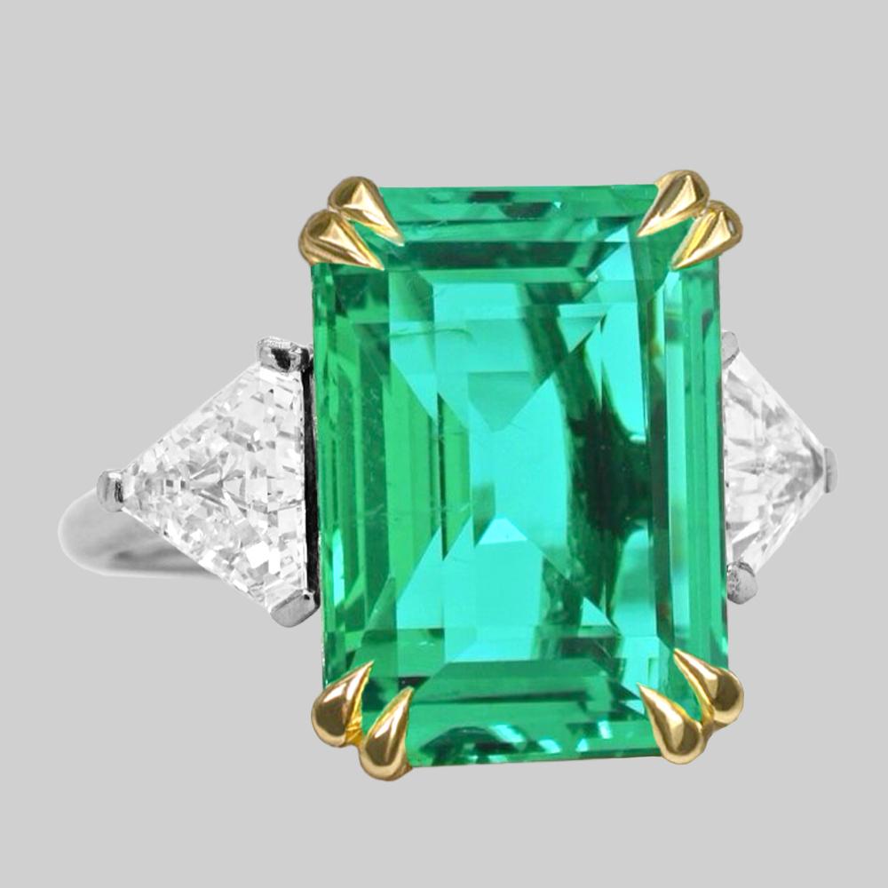 Moderne Bague COLOMBIAN ORIGINAL avec diamant émeraude verte certifiée GIA de 4,59 carats en vente