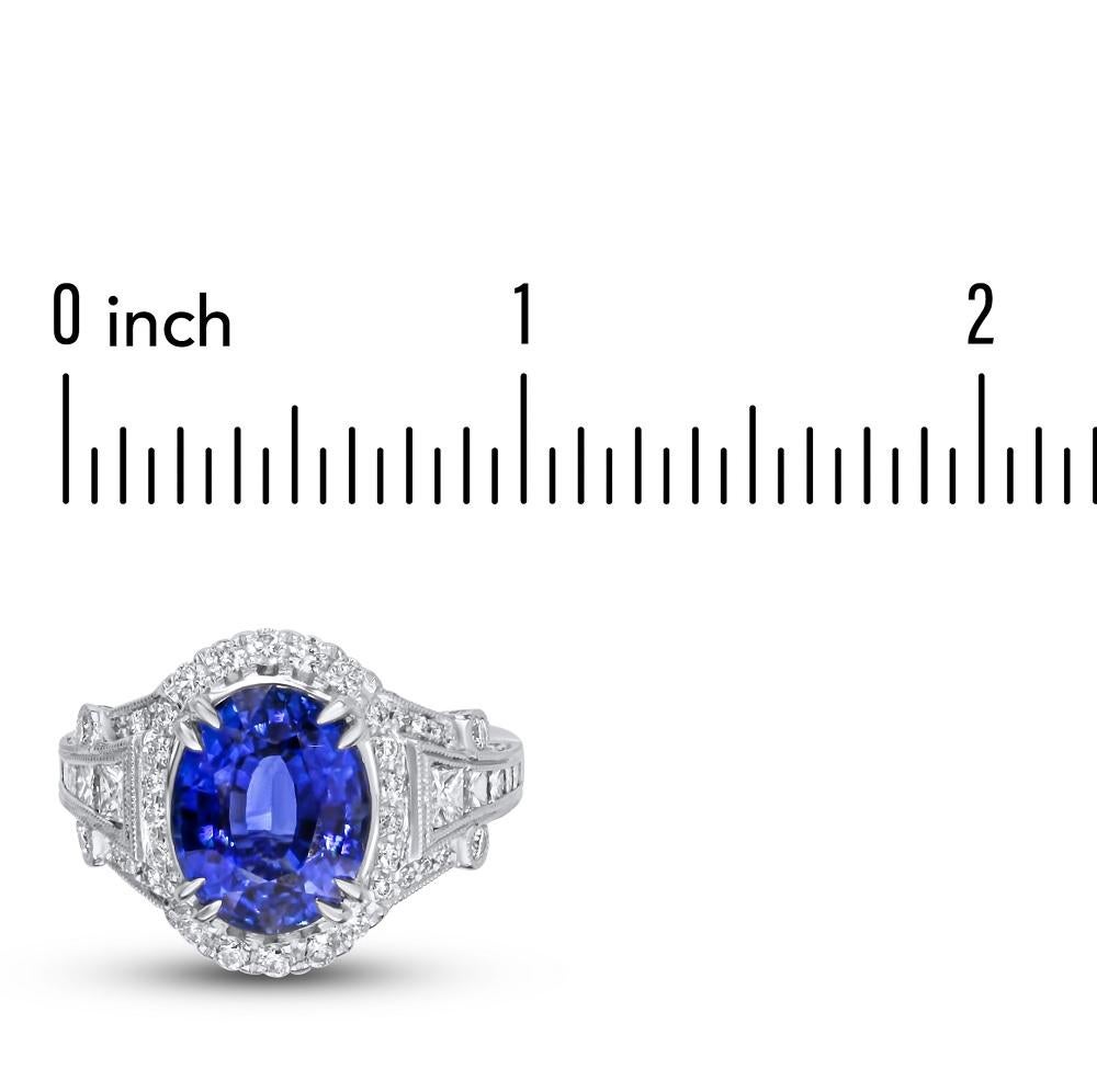 GIA zertifiziert 4,59 Karat Oval Schliff feine Ceylon Saphir Ring in 18k weiß ref760 im Zustand „Neu“ im Angebot in New York, NY