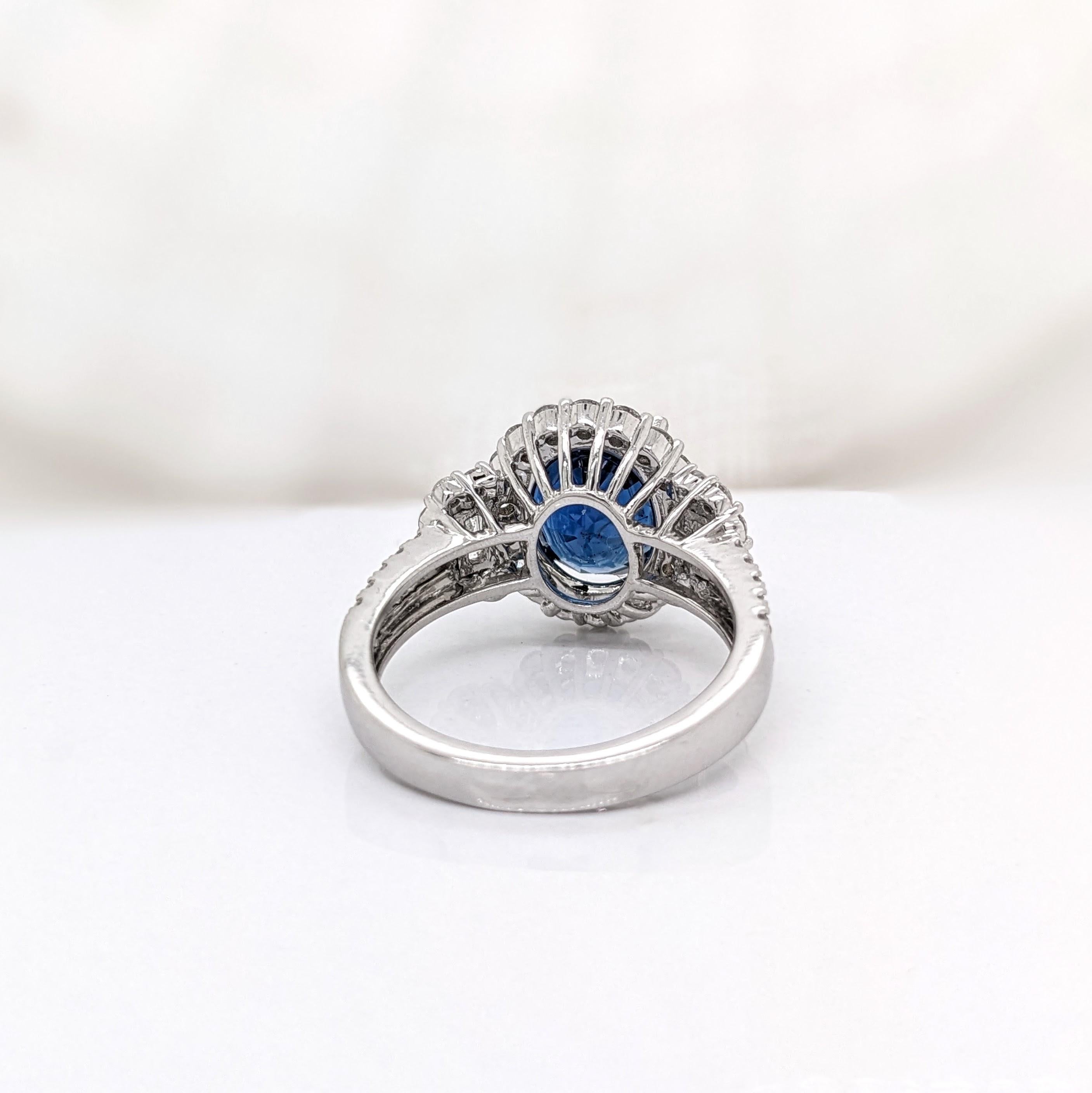 Anillo de zafiro azul certificado por el GIA de 4,5 ct con diamantes extraídos de la tierra en oro macizo de 14 quilates en Nuevo estado para la venta en Columbus, OH