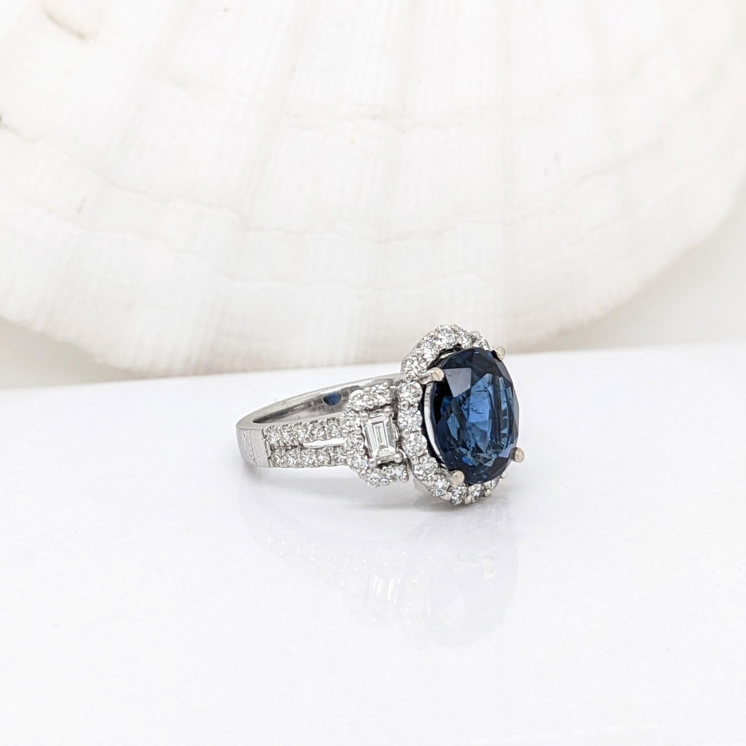 De las mujeres Anillo de zafiro azul certificado por el GIA de 4,5 ct con diamantes extraídos de la tierra en oro macizo de 14 quilates en venta