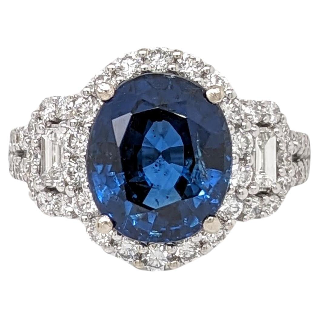 GIA Certified 4.5ct Blue Sapphire Ring w Earth Mined Diamonds in Solid 14K Gold