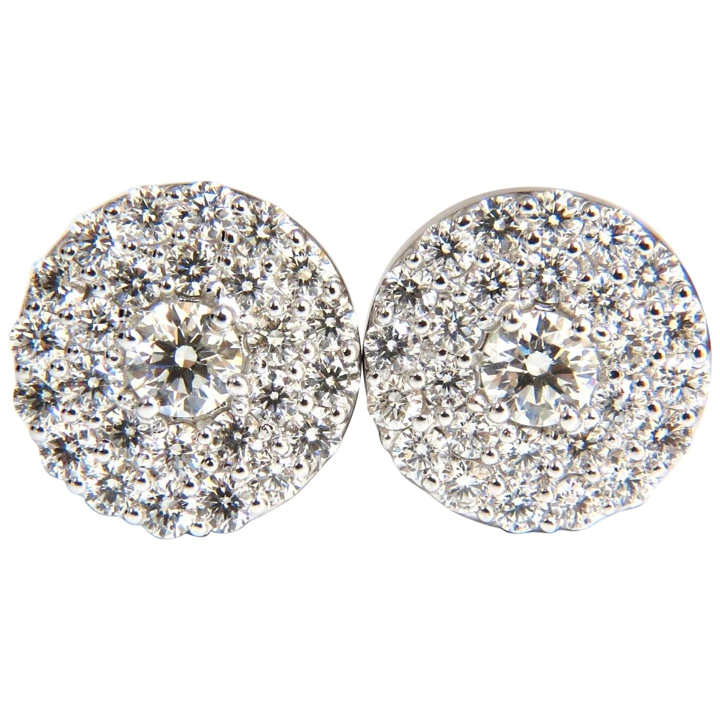 GIA Certified 4.60 Carat Matching Diamond Cluster Circular Earrings Omega For Sale