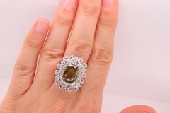 GIA Certified 4.60 Carat Natural Color Changing Alexandrite and Diamond Ring