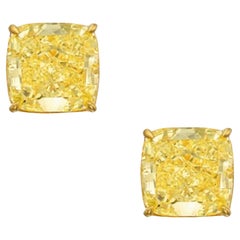 GIA Certified 4.62 Fancy Intense Yellow Diamond Studs