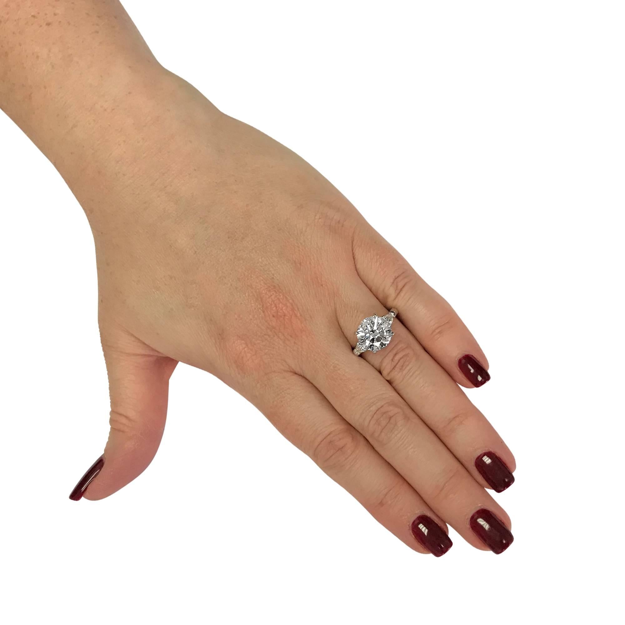 Modern GIA Certified 4.63 Carat Diamond Three-Stone Platinum Engagement Ring