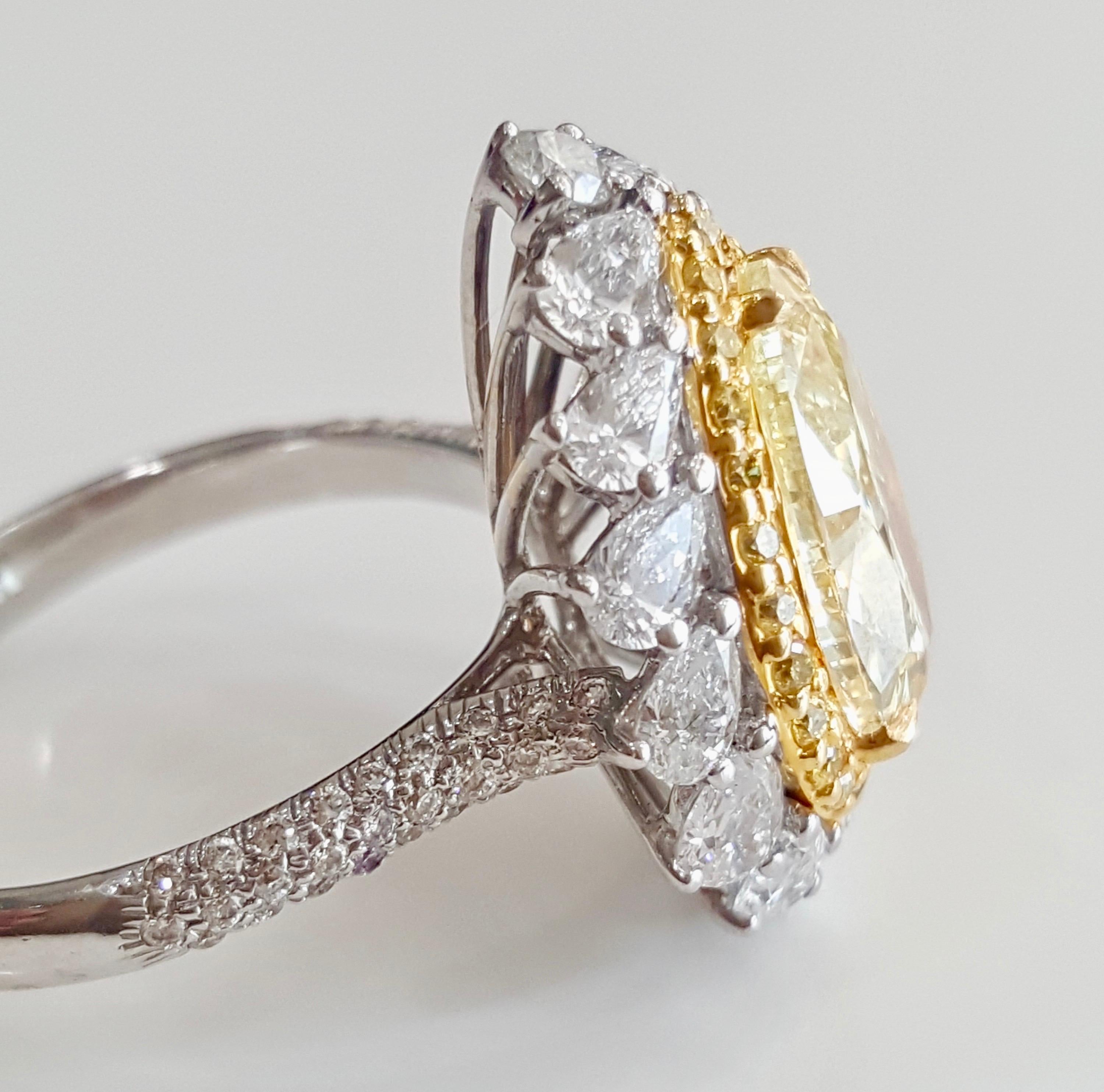 GIA Certified 4.64 Carat Natural Fancy Yellow And White Diamond Ring In 18 K  1